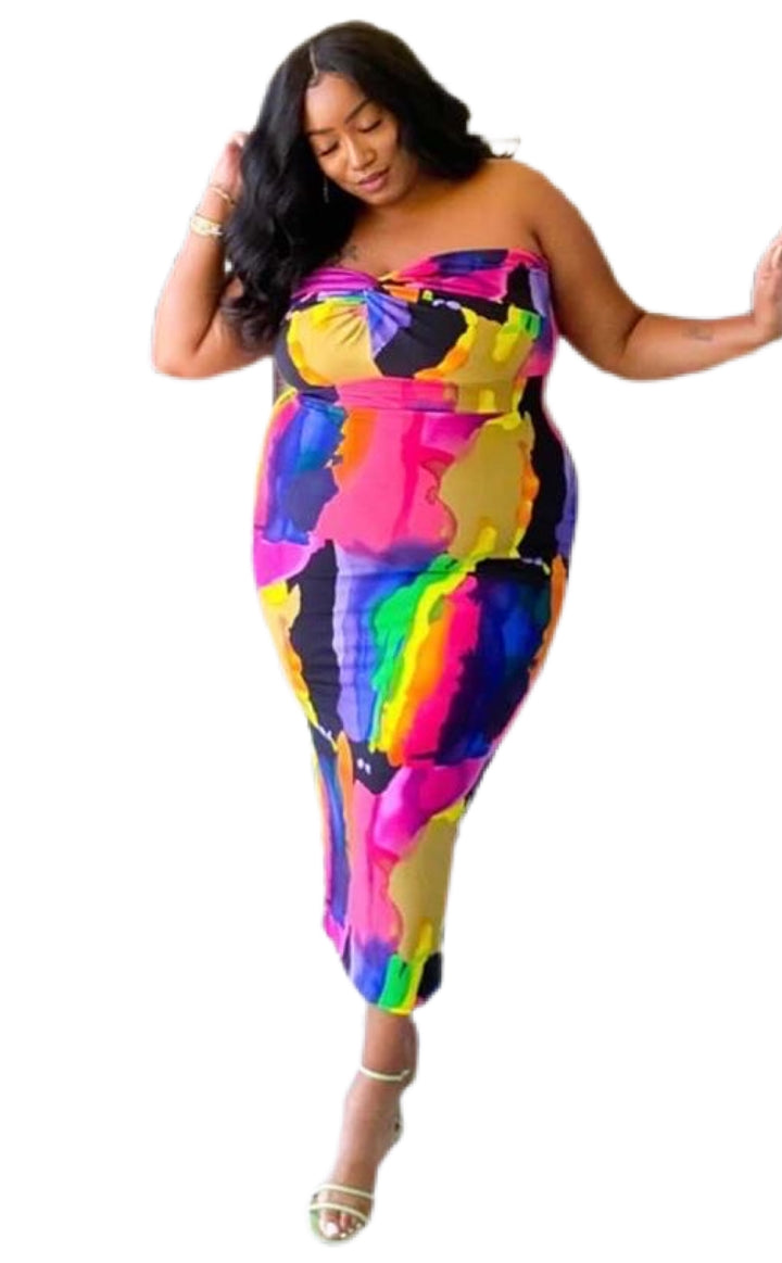 Bodied | Color Splash Bodycon Midi Dress