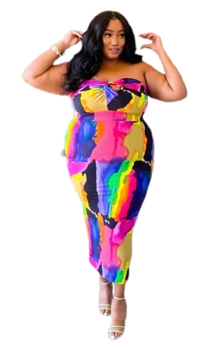 Bodied | Color Splash Bodycon Midi Dress